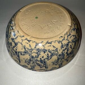 Roseville Salad Bowl Vintage Blue and Tan Art Bowl